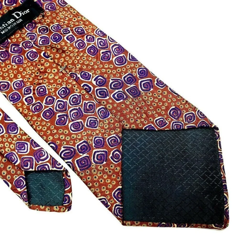 Christian Dior Monsieur‎ Silk Tie  Brown Print Abst